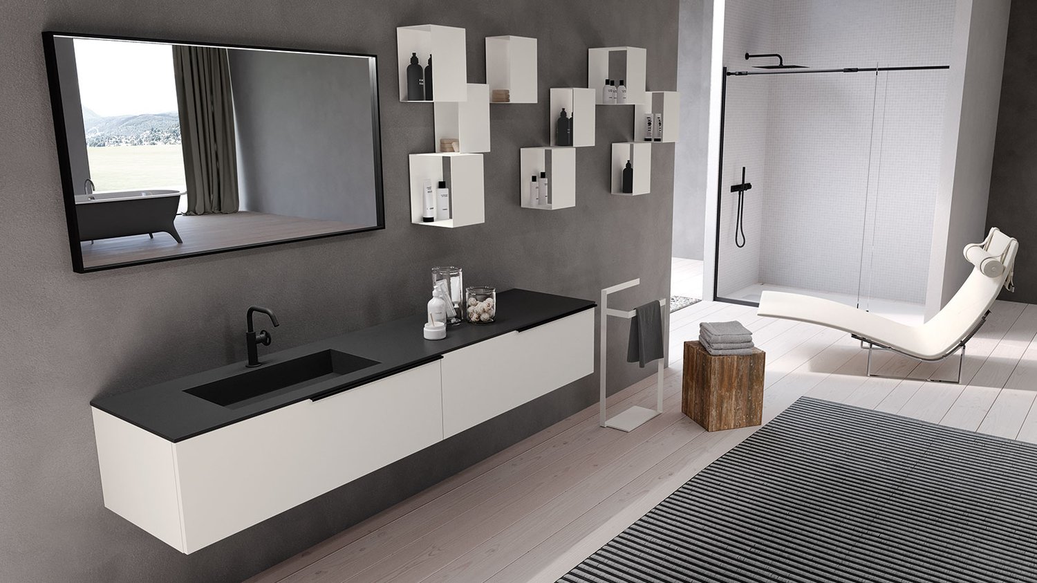 Fenix countertop luxury bathroom