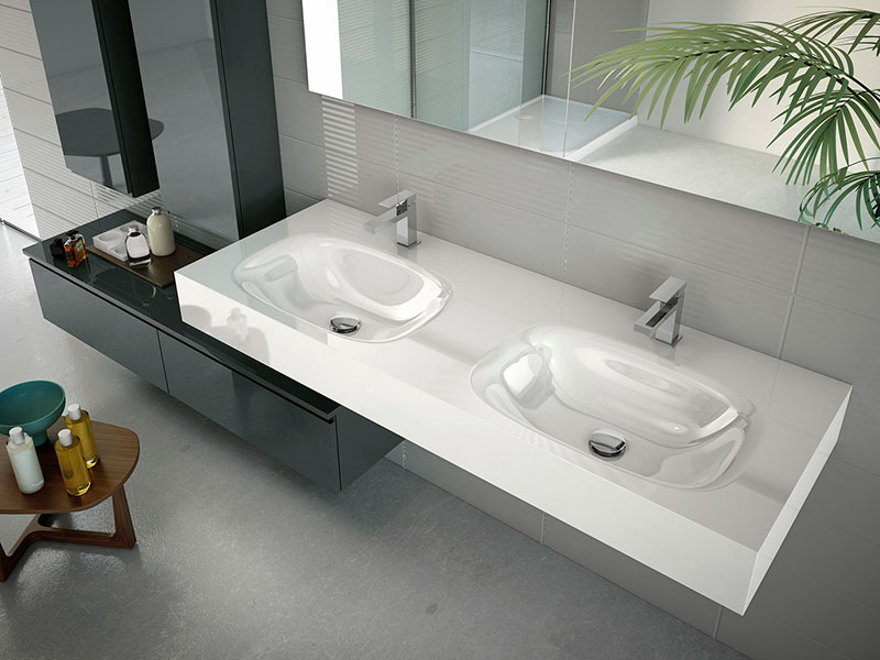 High-end bathroom countertop with double basins