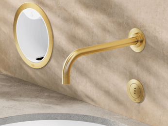 Wall-mounted gold touch-free VOLA faucet