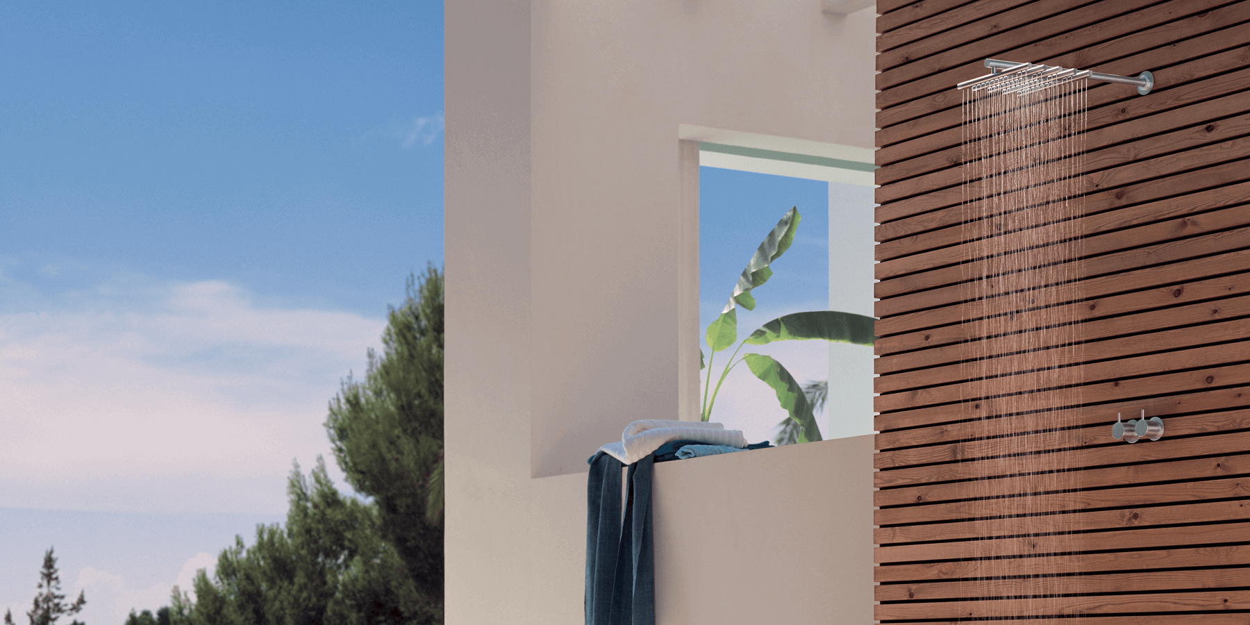 Outside wall-mount VOLA shower system
