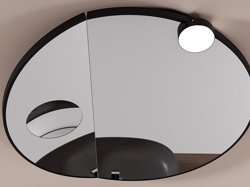 Circular folding bathroom mirror with light