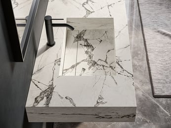 Marble basin with linear drain