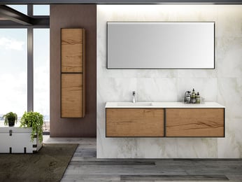 luxury bathroom vanity with matching storage