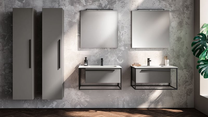 luxury vanity with matching storage