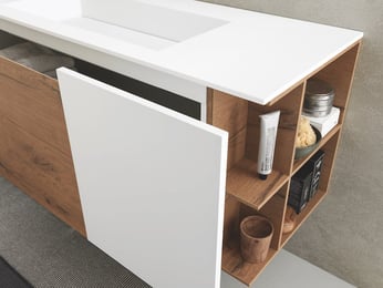 Urban Bathroom Vanity with Open Side Shelf