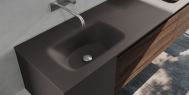 bathroom vanity with integrated basin